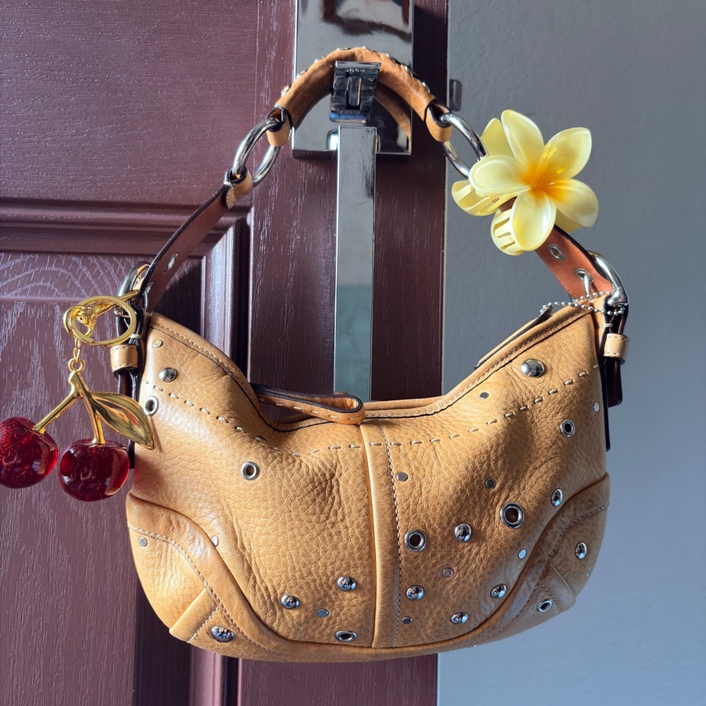 Coach Tan Studded Shoulder Bag